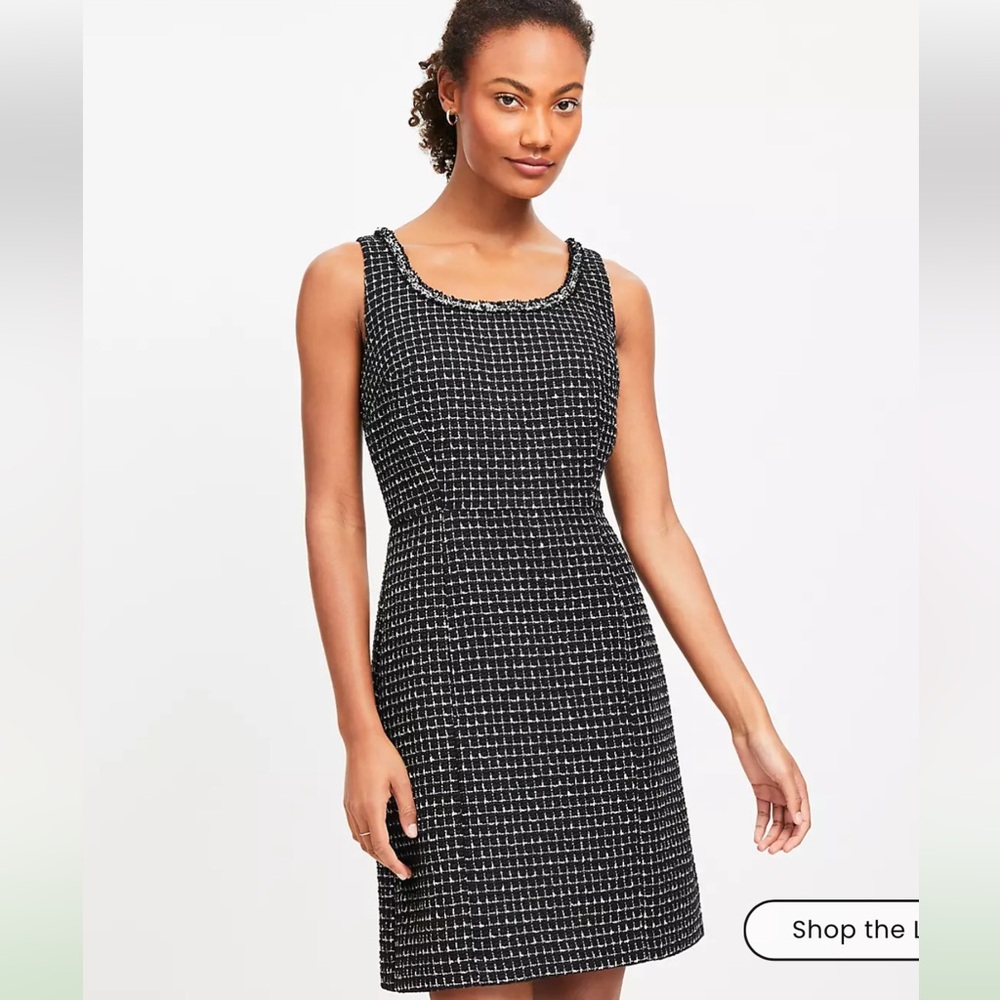 LOFT Metallic Tweed Mini Flare Dress Size 18